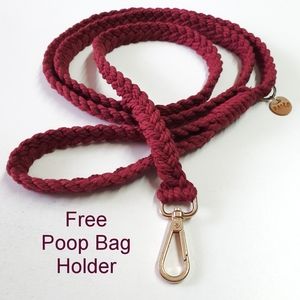 Pablo Maroon Cotton Cord Braided Dog Leash